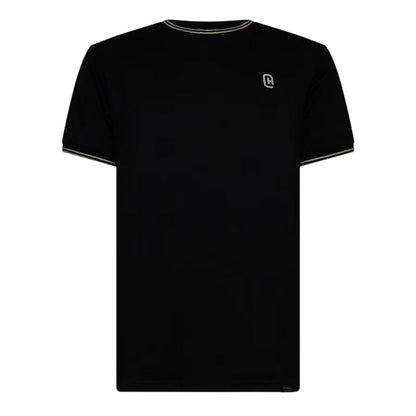 Black - Front - Crosshatch Mens Preece Contrast Striped T-Shirt