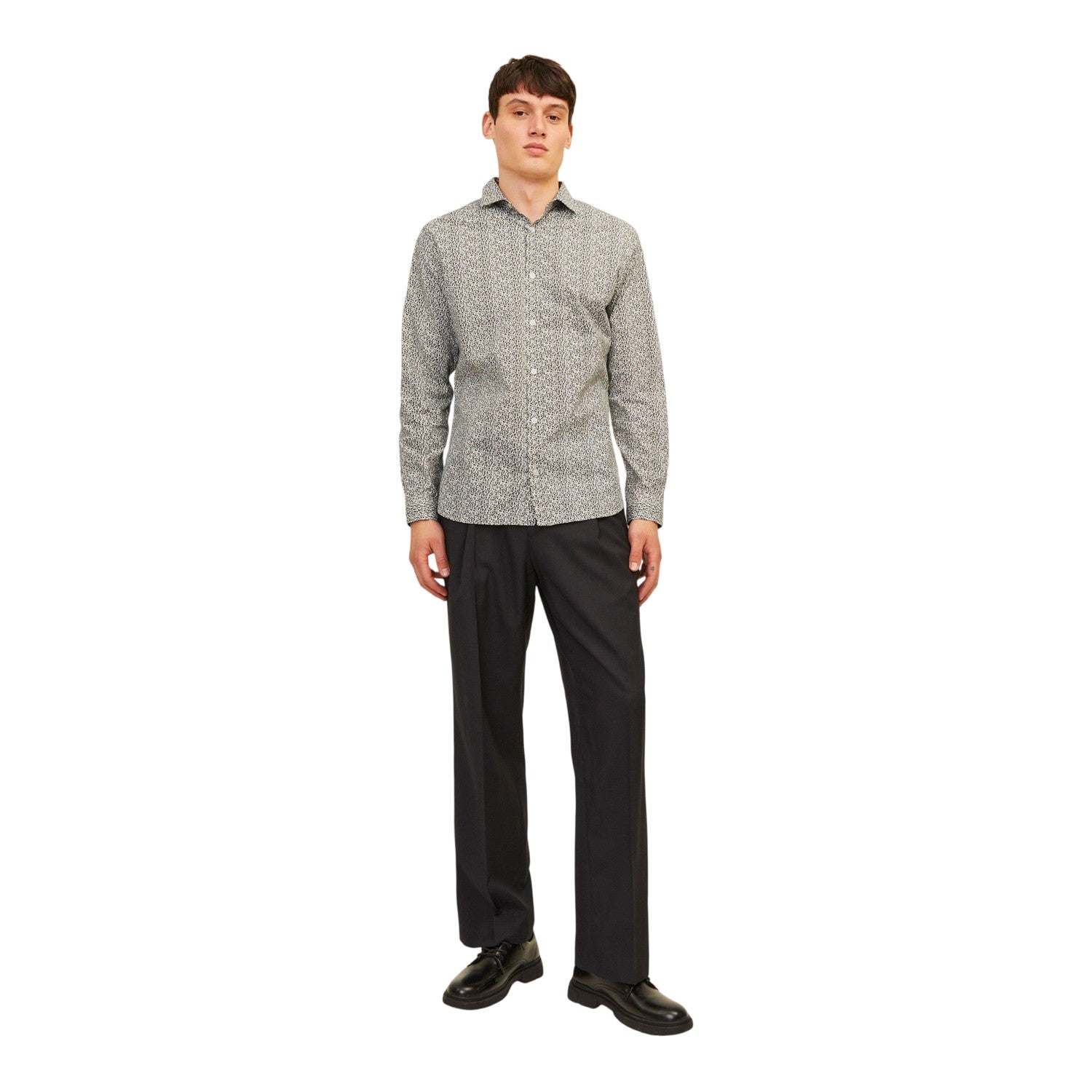 Cloud Dancer - Side - Jack And Jones Mens Leaf Print Slim Long-Sleeved Shirt