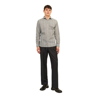 Cloud Dancer - Side - Jack And Jones Mens Leaf Print Slim Long-Sleeved Shirt