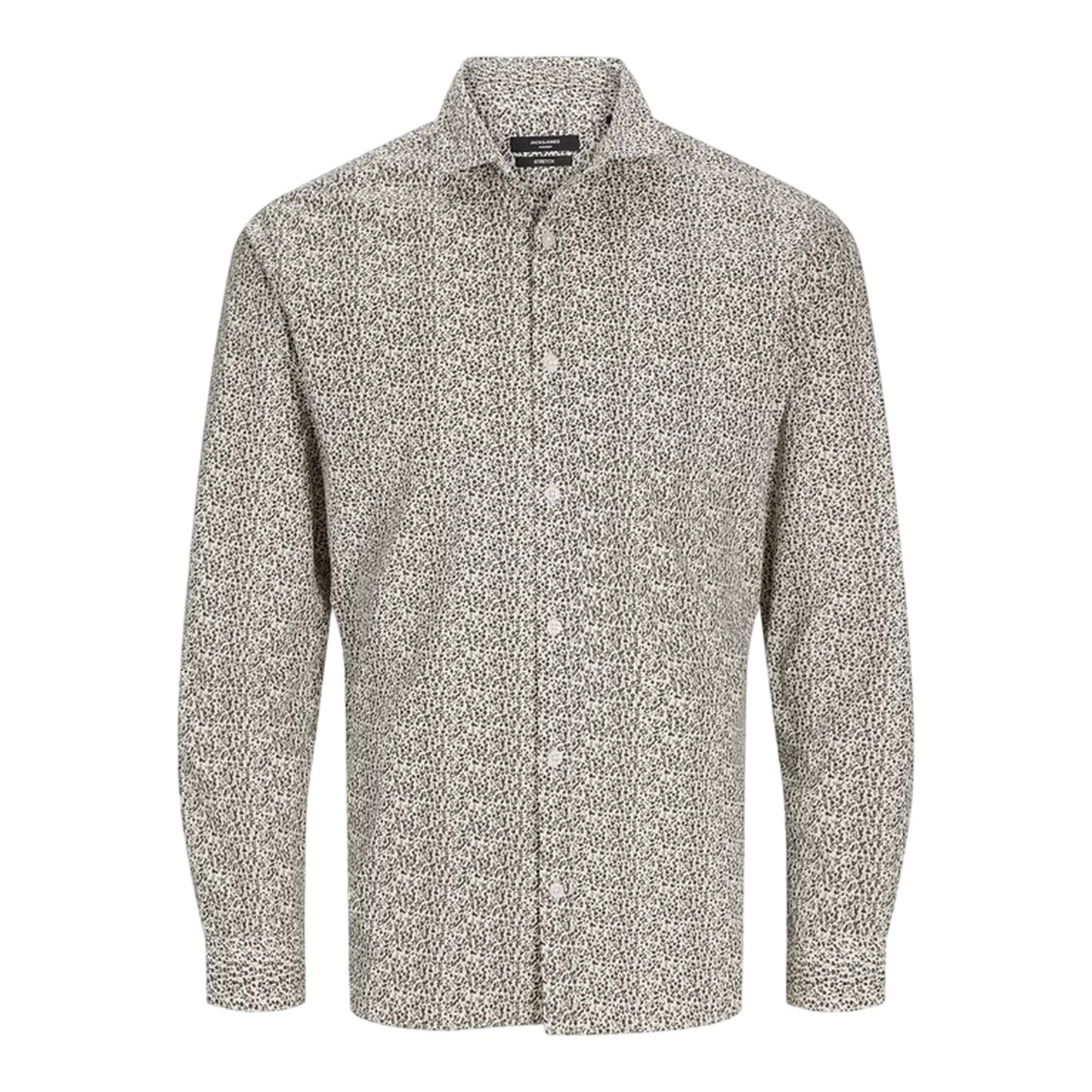 Cloud Dancer - Front - Jack And Jones Mens Leaf Print Slim Long-Sleeved Shirt