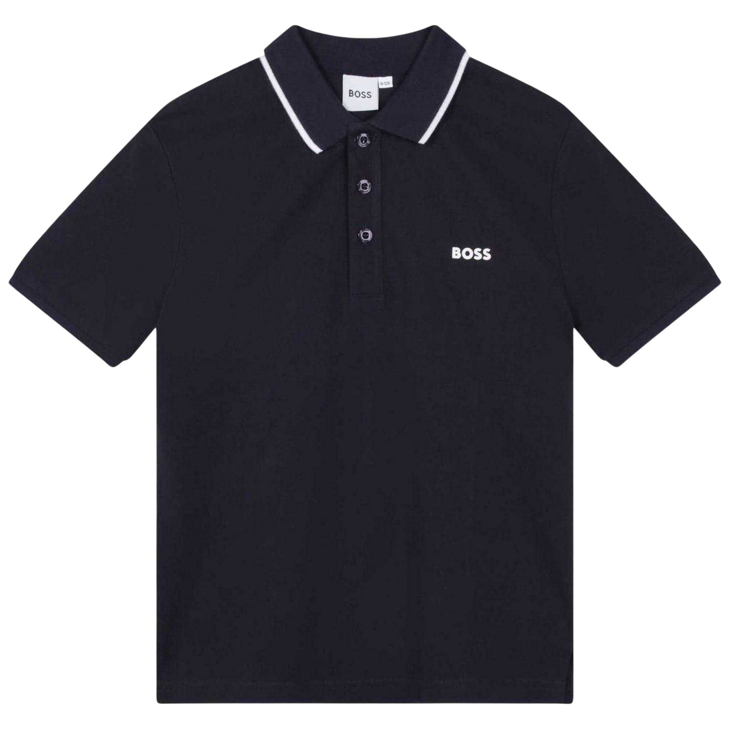 Navy Blue - Front - Boss Childrens-Kids Contrast Trim Polo Shirt