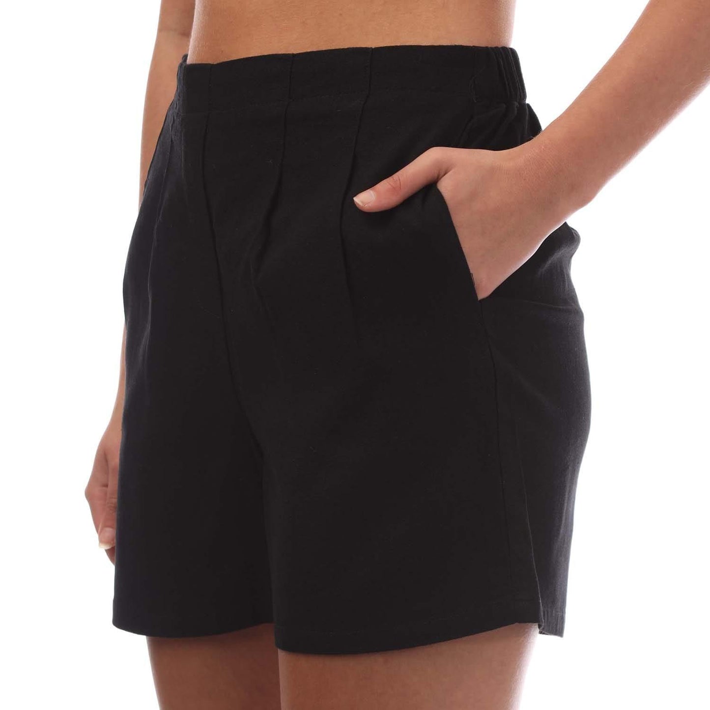Black - Side - Vero Moda Womens-Ladies Jesmilo Linen Blend Shorts