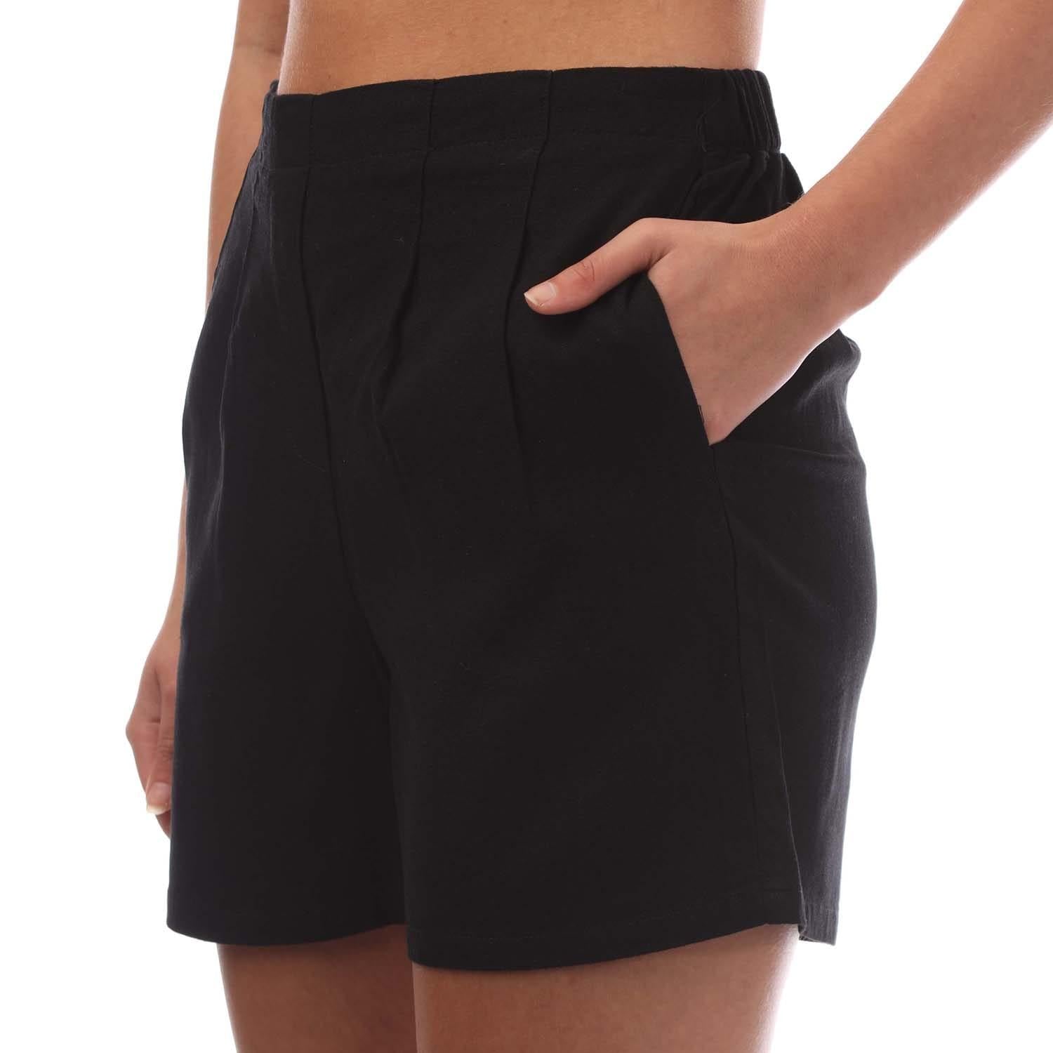 Black - Side - Vero Moda Womens-Ladies Jesmilo Linen Blend Shorts