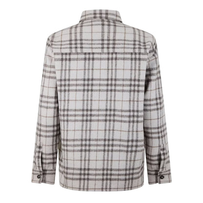 Brown Check - Back - Jack Wills Mens Plaid Long-Sleeved Overshirt