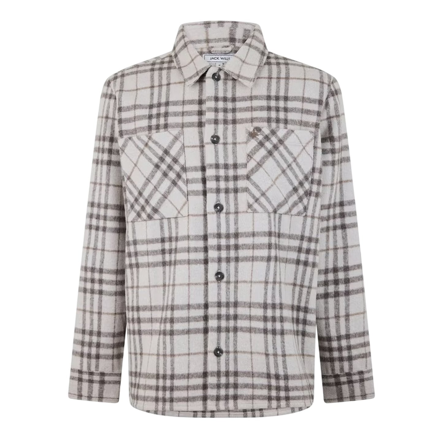 Brown Check - Front - Jack Wills Mens Plaid Long-Sleeved Overshirt