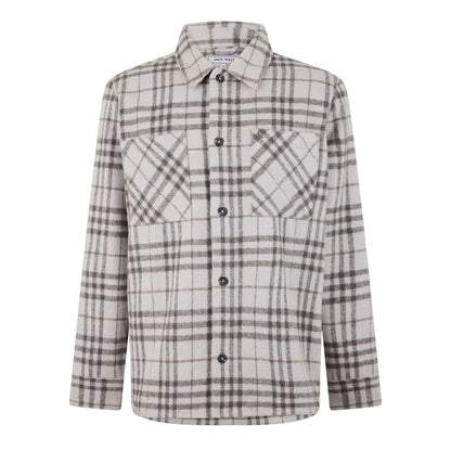 Brown Check - Front - Jack Wills Mens Plaid Long-Sleeved Overshirt