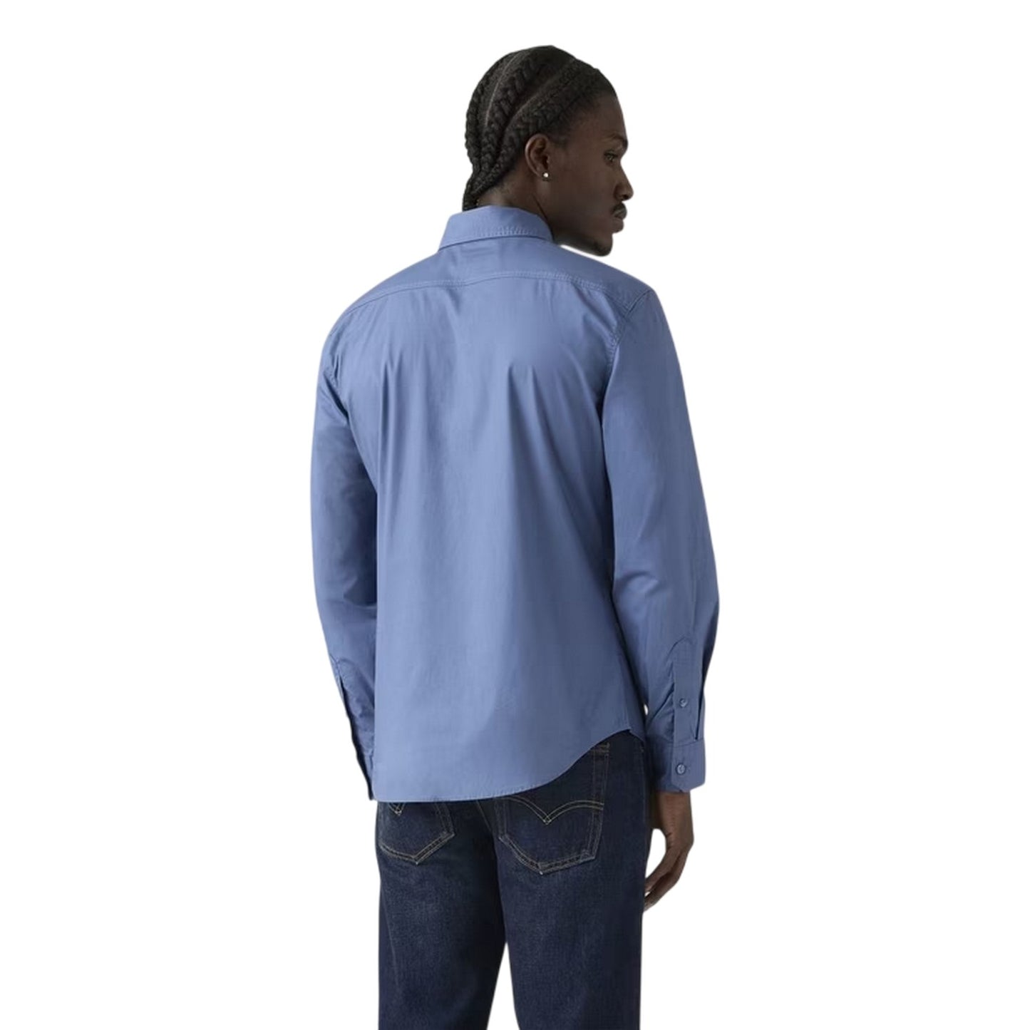 Blue - Back - Levis Mens Plain Slim Shirt