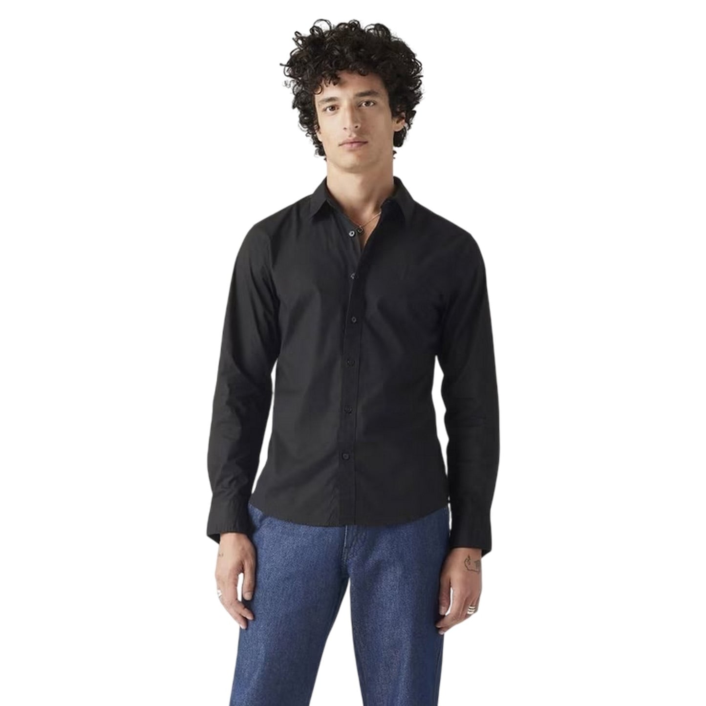 Jet Black - Back - Levis Mens Plain Slim Shirt