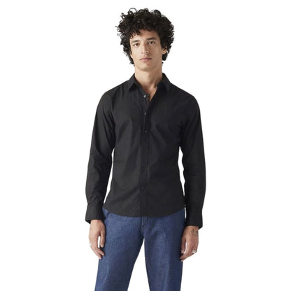 Jet Black - Back - Levis Mens Plain Slim Shirt