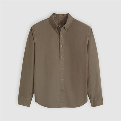 Khaki Green - Front - Levis Mens Plain Slim Shirt