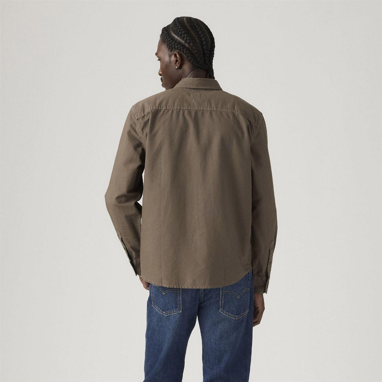 Khaki Green - Side - Levis Mens Plain Slim Shirt