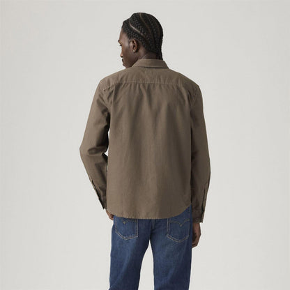 Khaki Green - Side - Levis Mens Plain Slim Shirt