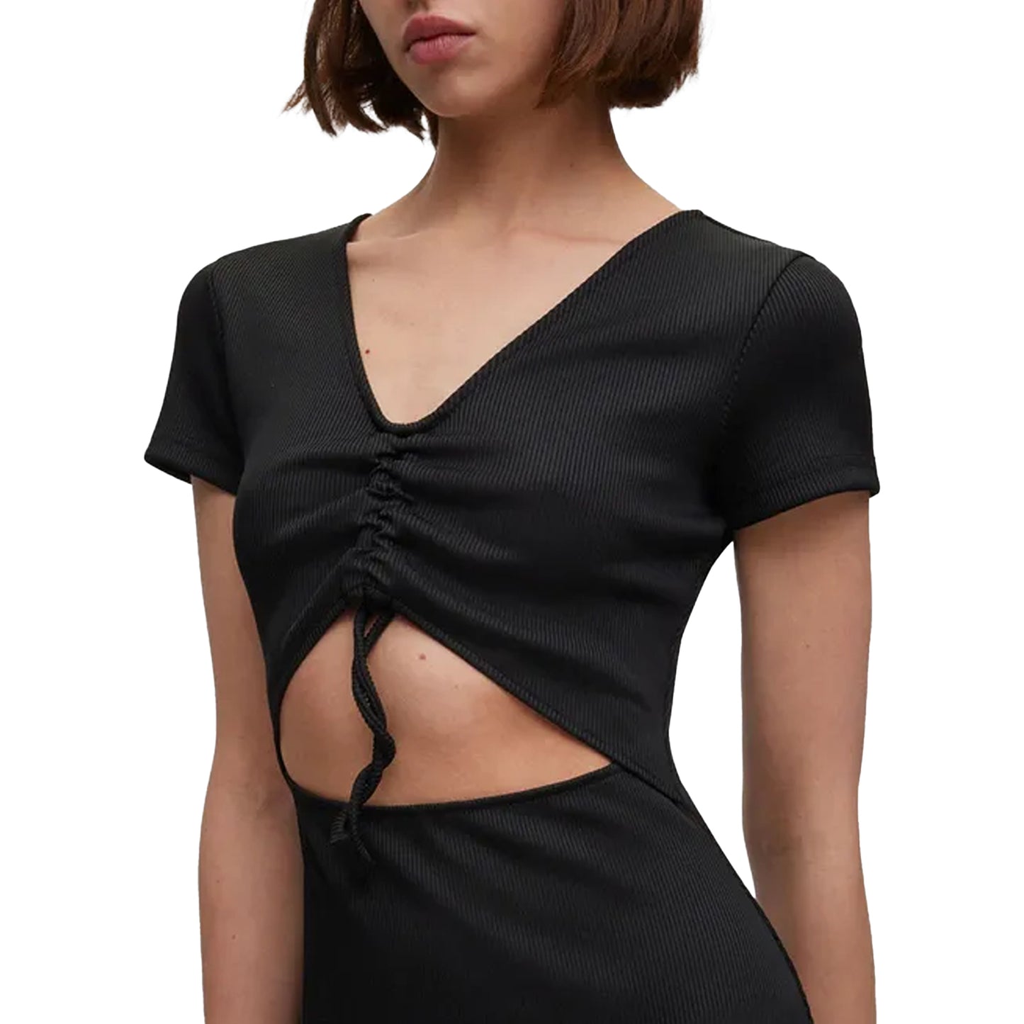 Black - Side - Hugo Womens-Ladies Nalexi Cut Out Dress