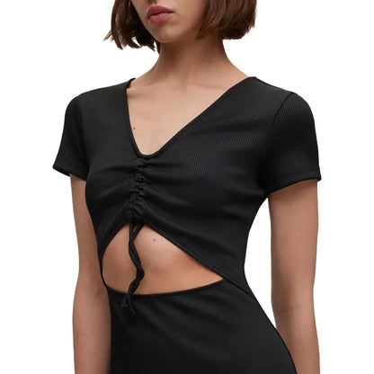 Black - Side - Hugo Womens-Ladies Nalexi Cut Out Dress