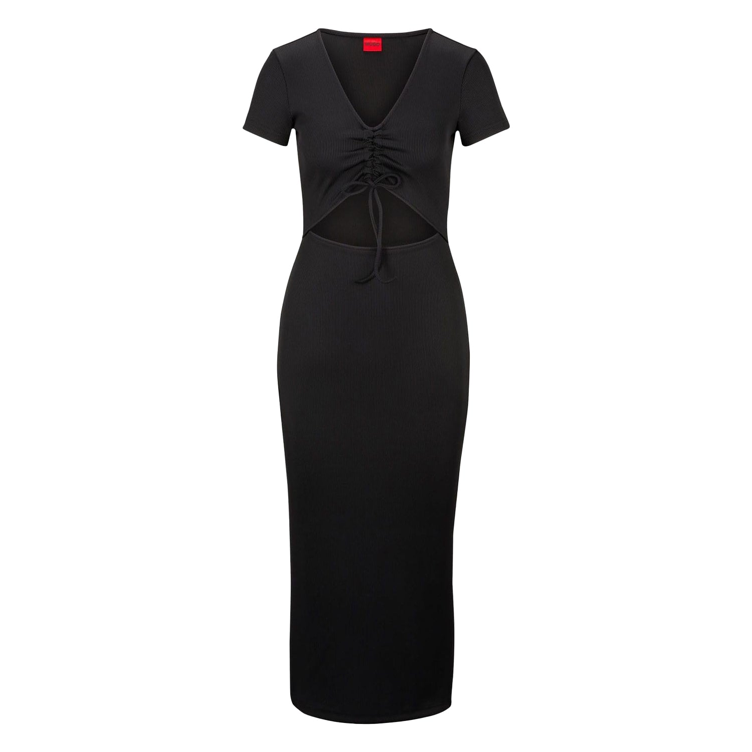 Black - Front - Hugo Womens-Ladies Nalexi Cut Out Dress