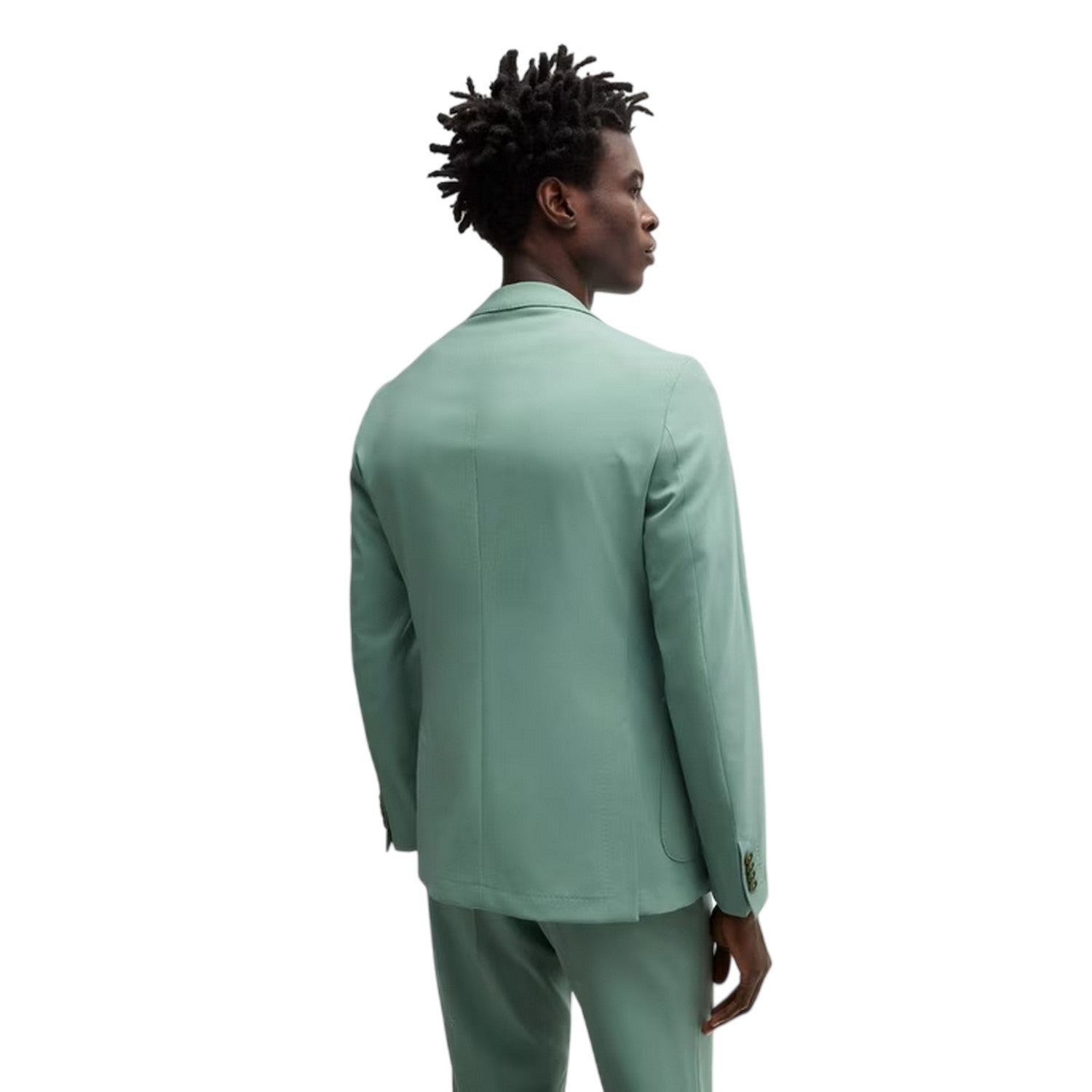 Green - Back - Boss Mens Notch Neck Blazer