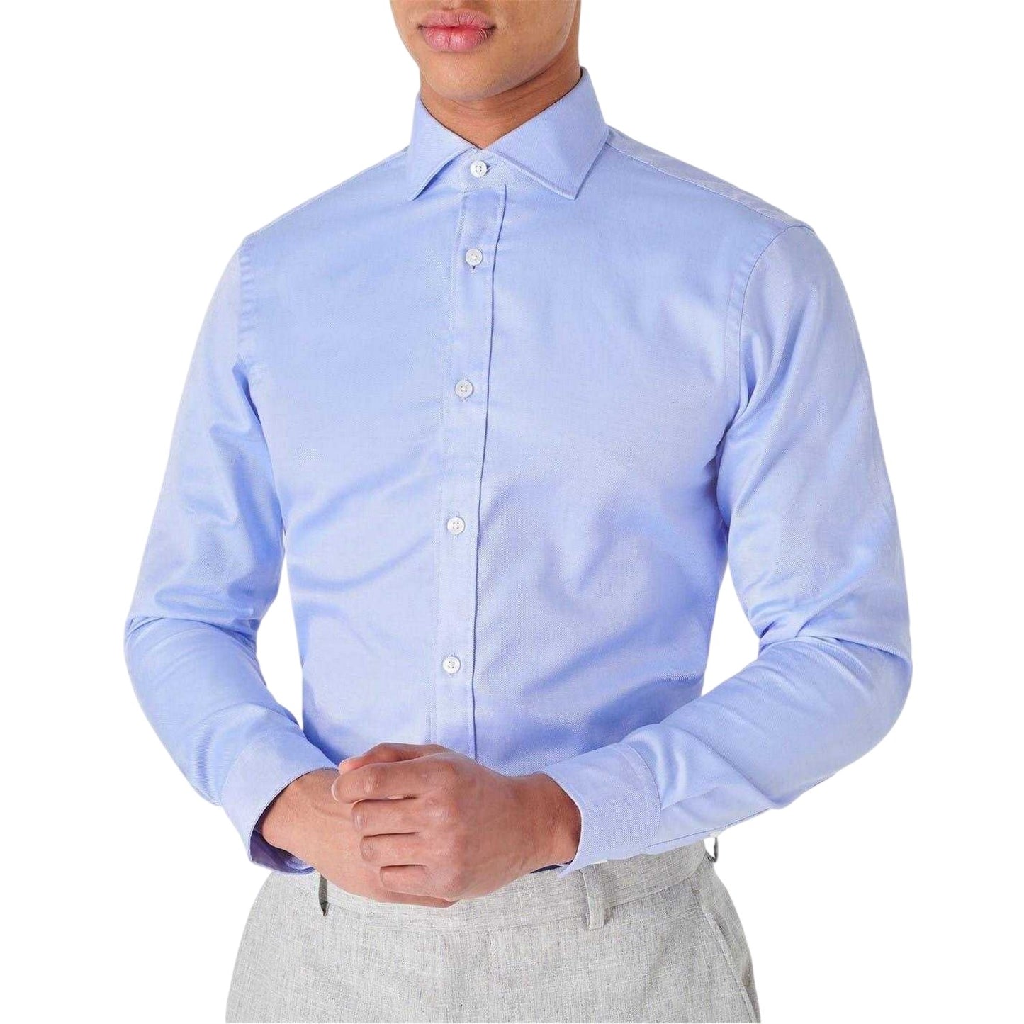 Blue - Side - Haines and Bonner Mens Twill Slim Shirt