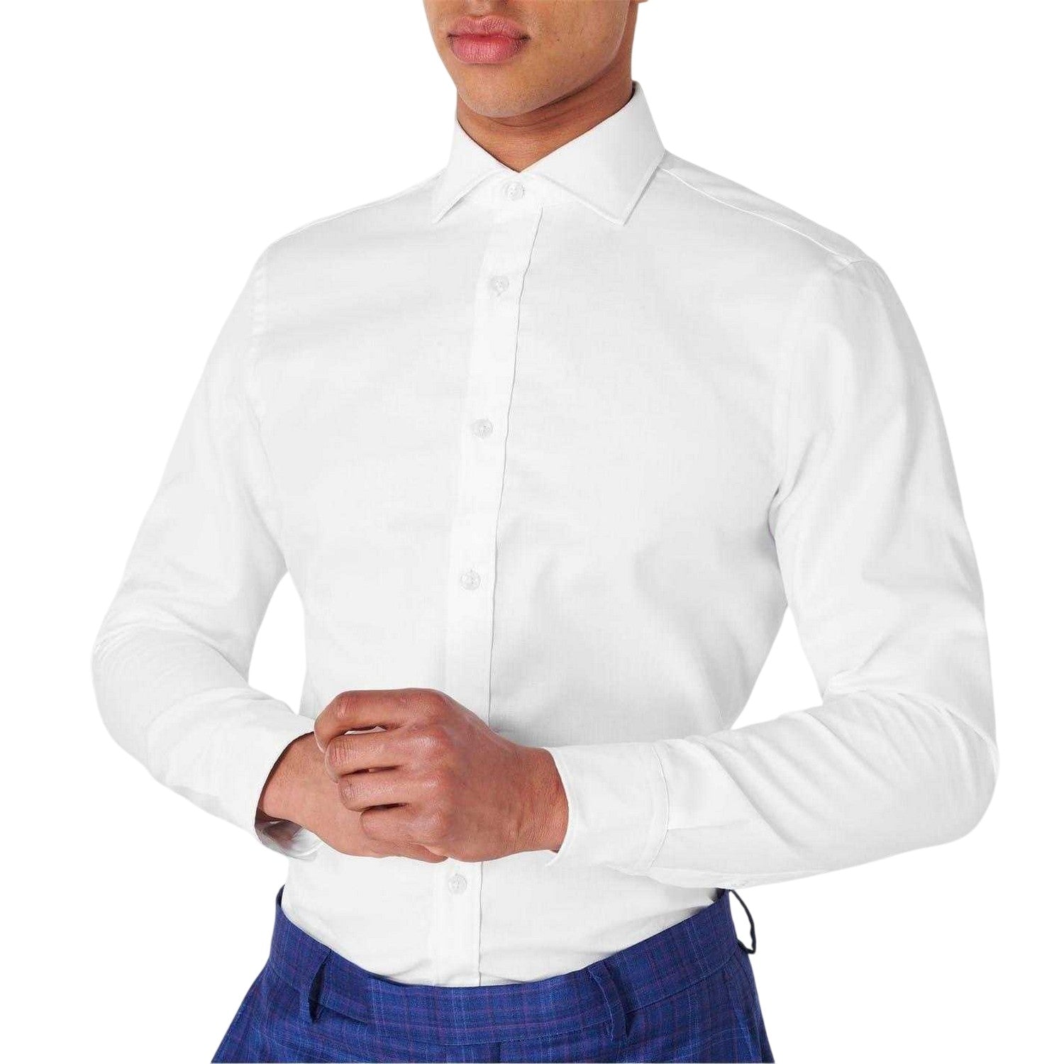 White - Side - Haines and Bonner Mens Twill Slim Shirt