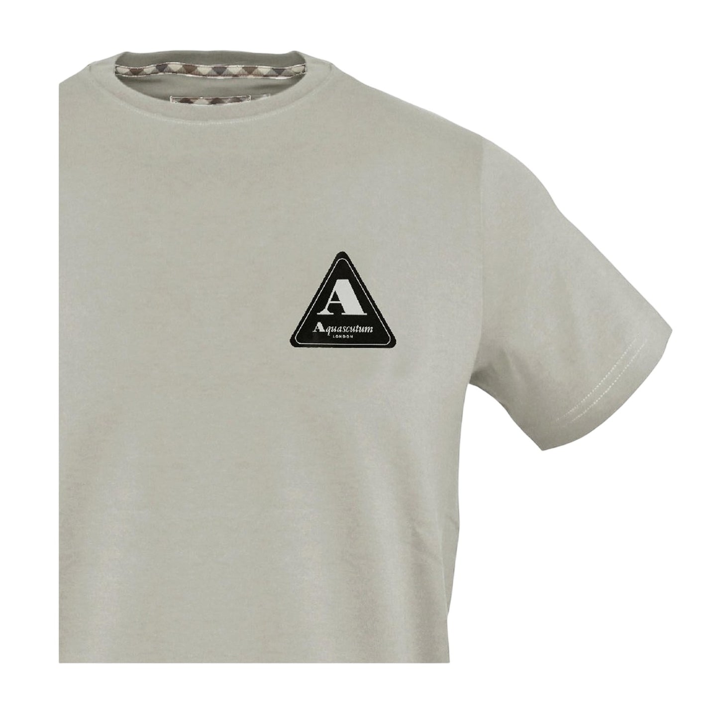 Grey - Side - Aquascutum Mens Triangle Logo T-Shirt