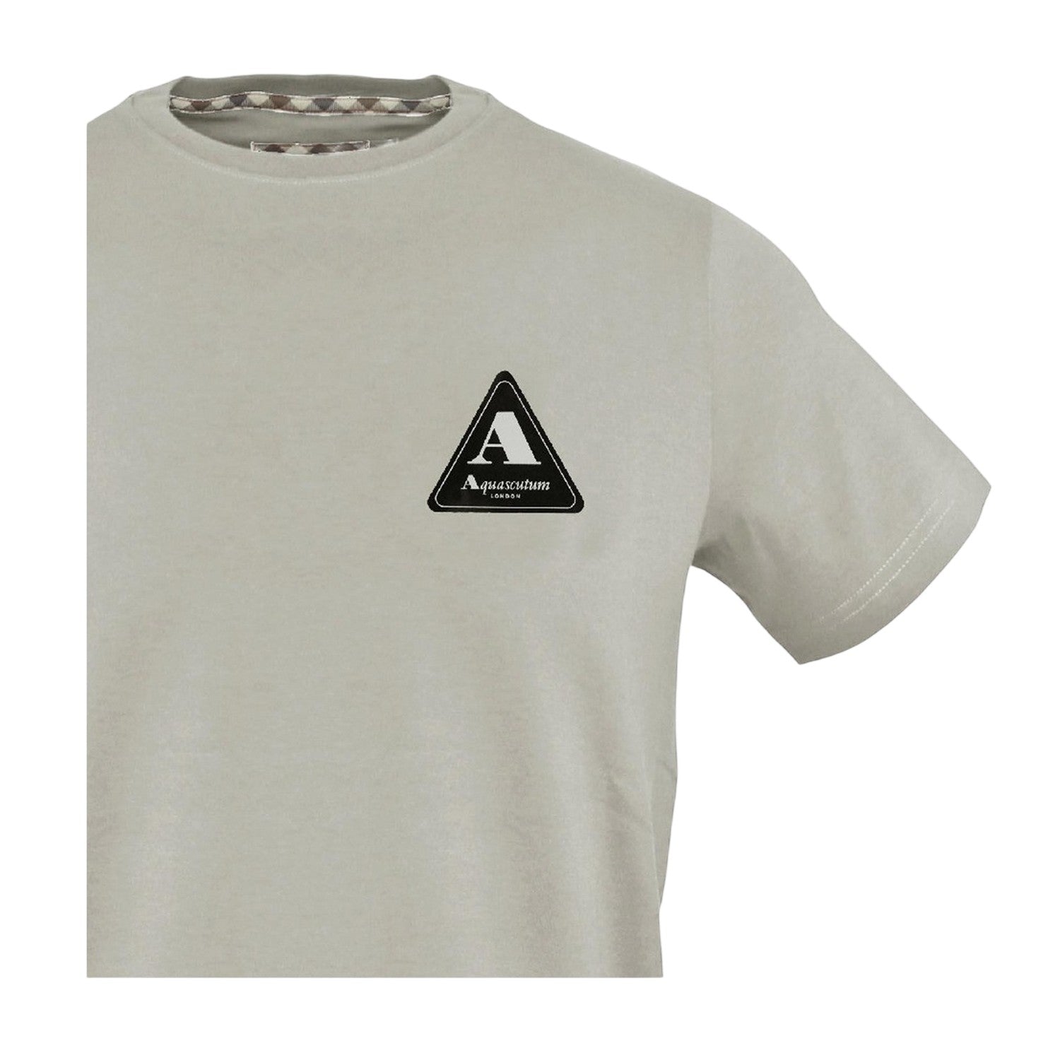 Grey - Side - Aquascutum Mens Triangle Logo T-Shirt