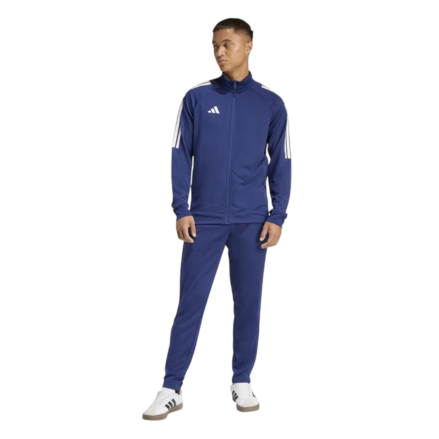 Navy-White - Side - Adidas Mens Sereno Moisture Wicking Tracksuit
