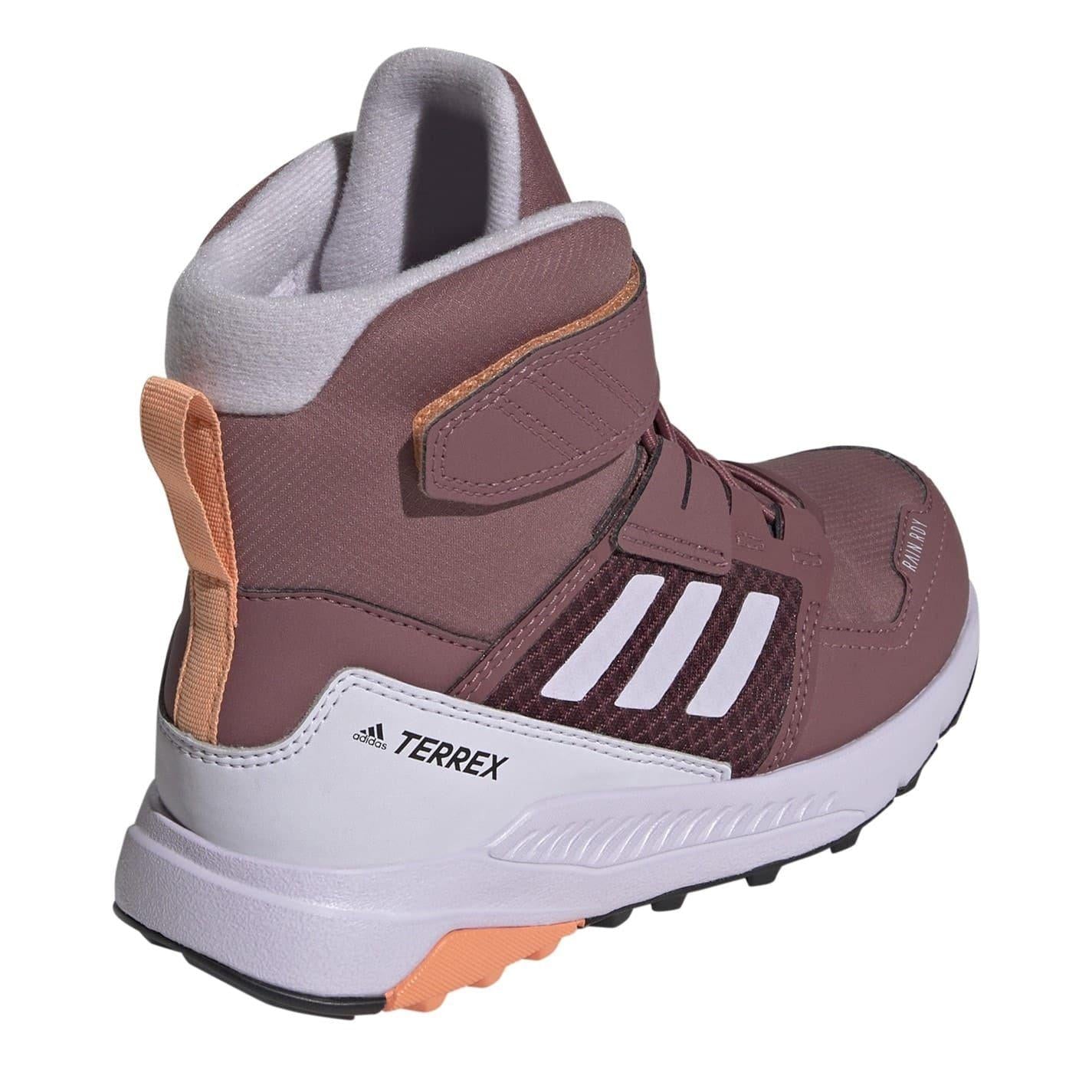 Red - Back - Adidas Childrens-Kids Terrex Trailmaker Leather Walking Walking Shoes