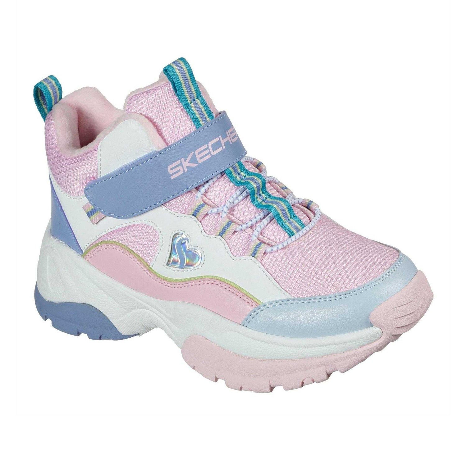 Pink-Lavender - Side - Skechers Childrens-Kids Kozmiks1.0 High Top Trainers