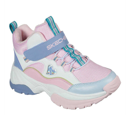 Pink-Lavender - Side - Skechers Childrens-Kids Kozmiks1.0 High Top Trainers