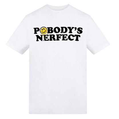 White - Front - AWD Mens Nobody´s Perfect T-Shirt
