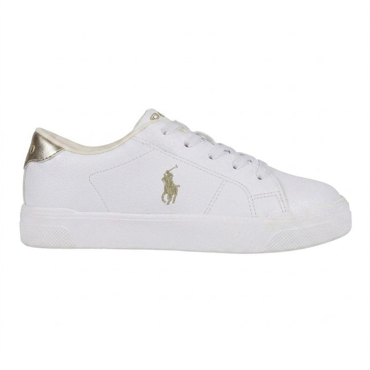 White-Gold - Back - Ralph Lauren Childrens-Kids Sutton Trainers