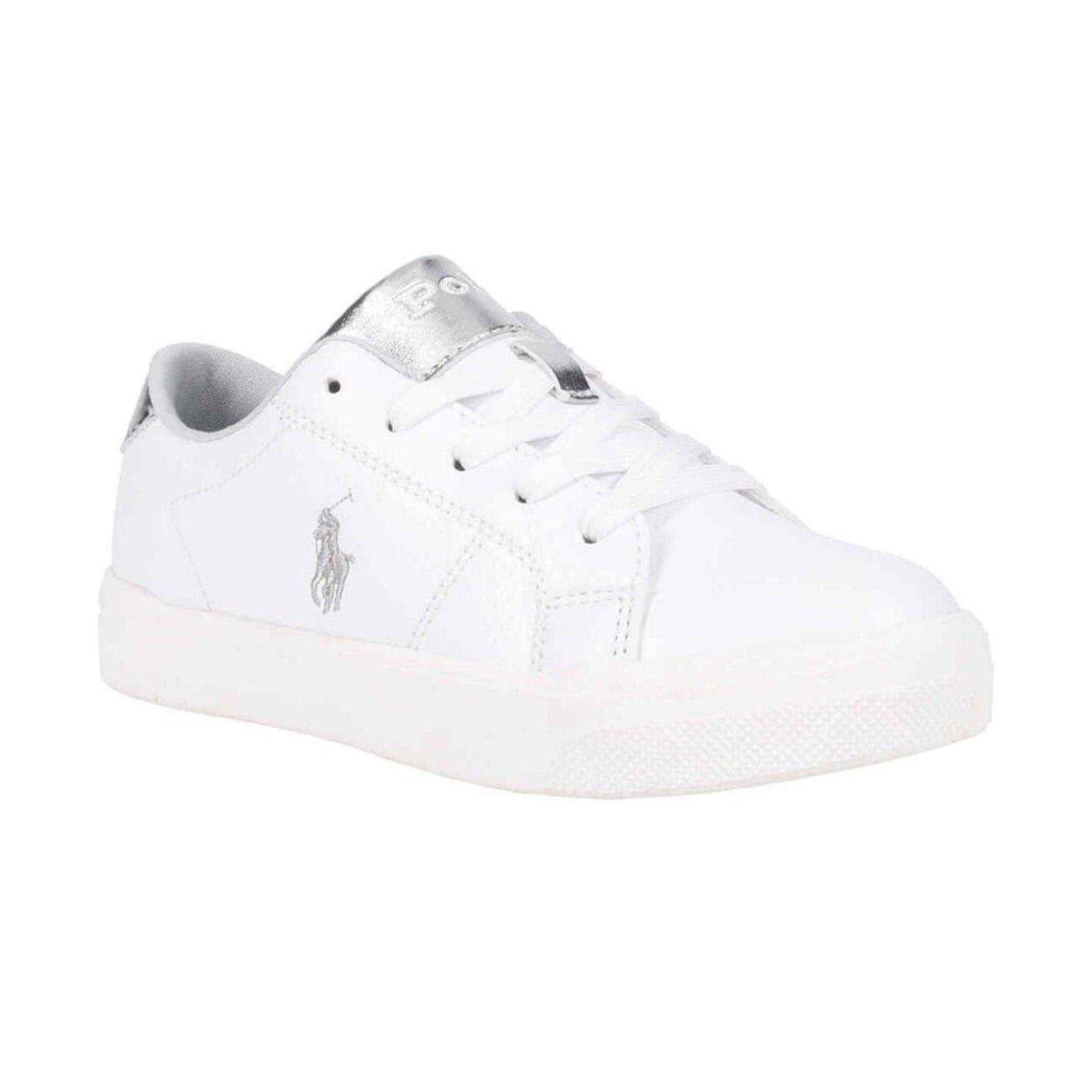 White-Silver - Side - Ralph Lauren Childrens-Kids Sutton Trainers