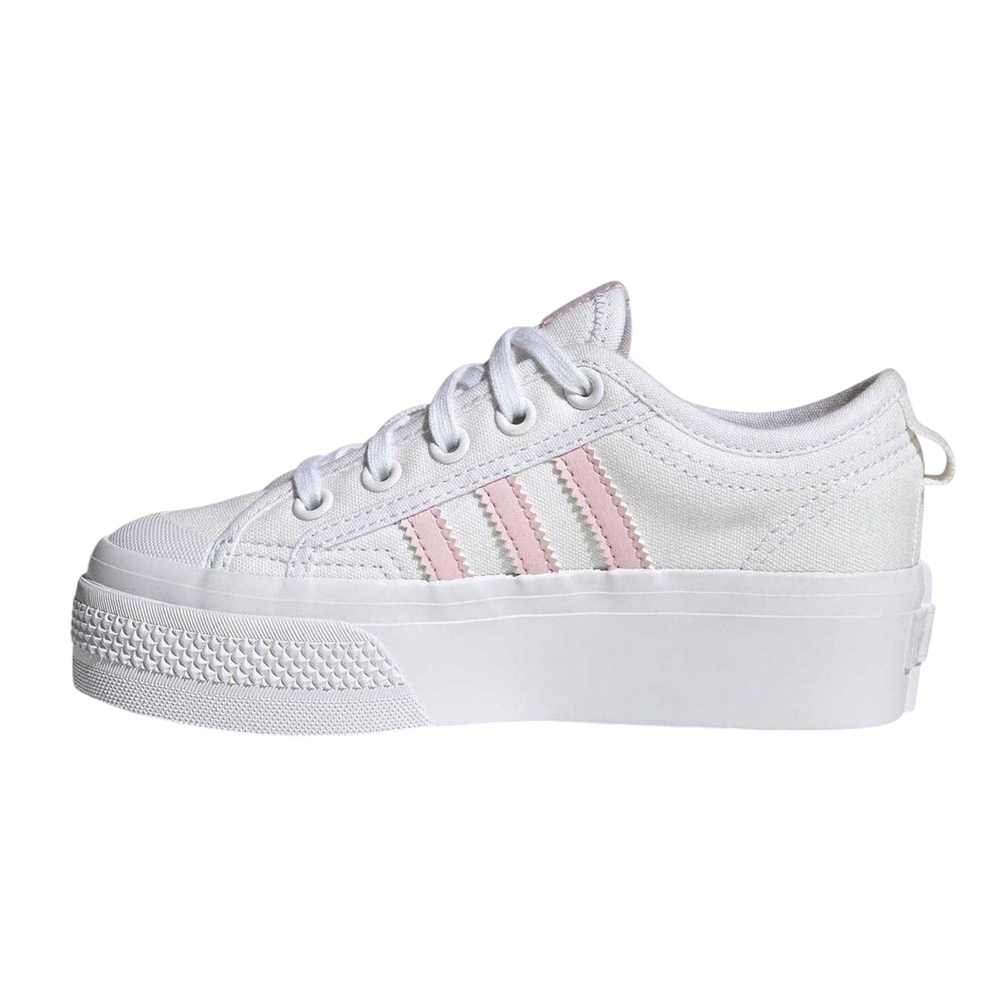 White - Side - Adidas Childrens-Kids Nizza Platform Shoes