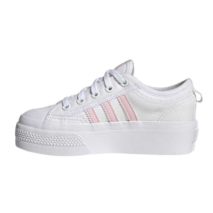 White - Side - Adidas Childrens-Kids Nizza Platform Shoes