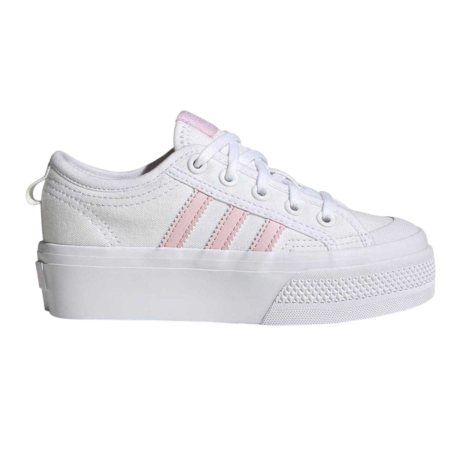 White - Front - Adidas Childrens-Kids Nizza Platform Shoes
