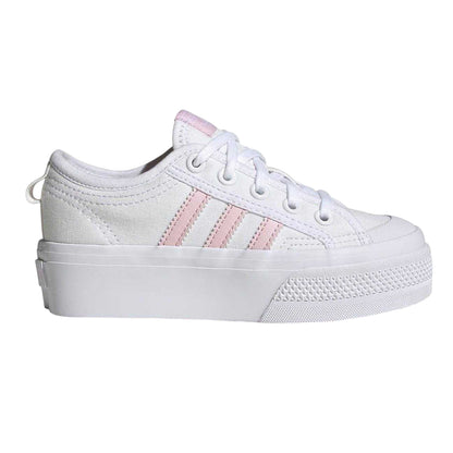 White - Front - Adidas Childrens-Kids Nizza Platform Shoes