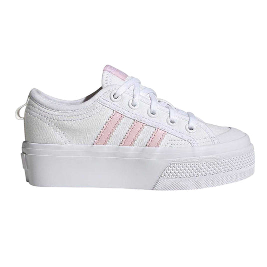 White - Front - Adidas Childrens-Kids Nizza Platform Shoes
