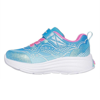 Blue - Back - Skechers Childrens-Kids Mermaid Leather Light Up Trainers
