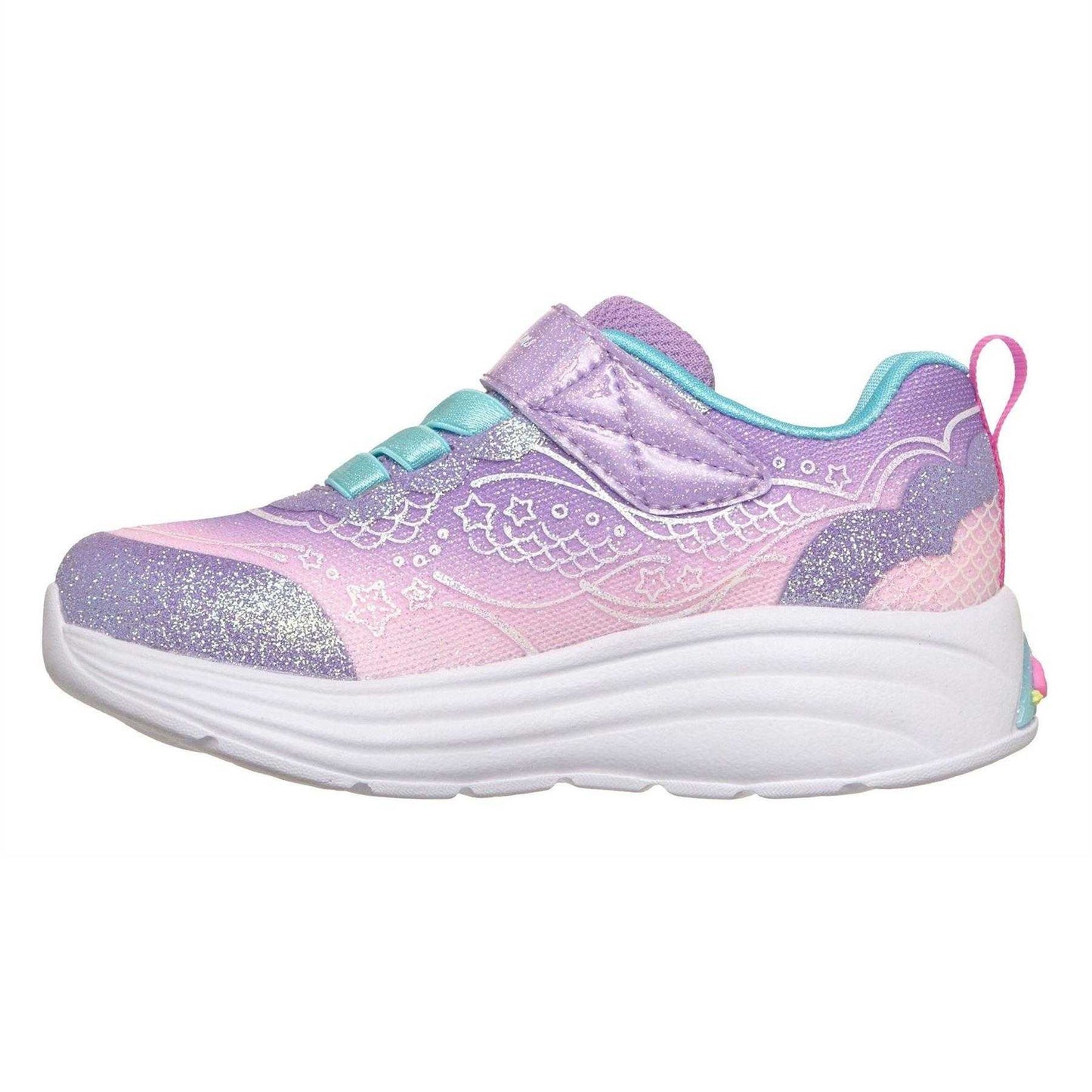 Purple - Back - Skechers Childrens-Kids Mermaid Leather Light Up Trainers