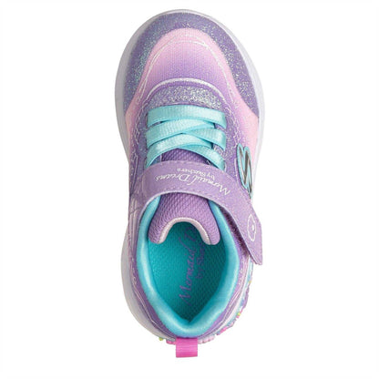 Purple - Side - Skechers Childrens-Kids Mermaid Leather Light Up Trainers