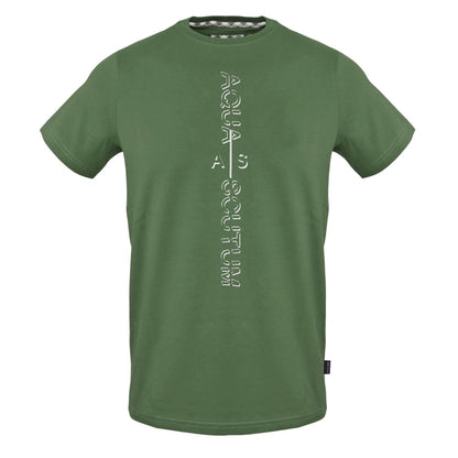 Military Green - Front - Aquascutum Mens Vertical Logo T-Shirt