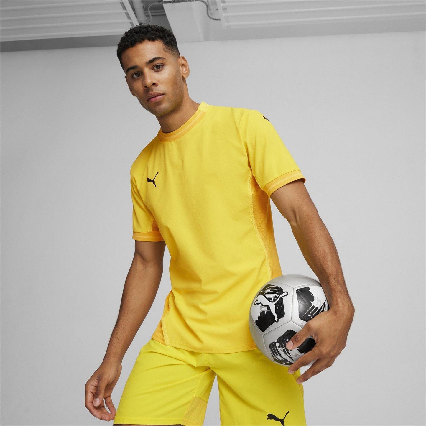 Yellow-Black - Side - Puma Mens TeamFinal Jersey T-Shirt