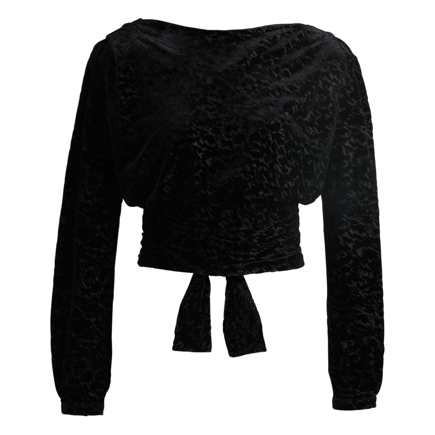 Black - Front - Boss Womens-Ladies C Edevory Devoré Wrap Crop Top