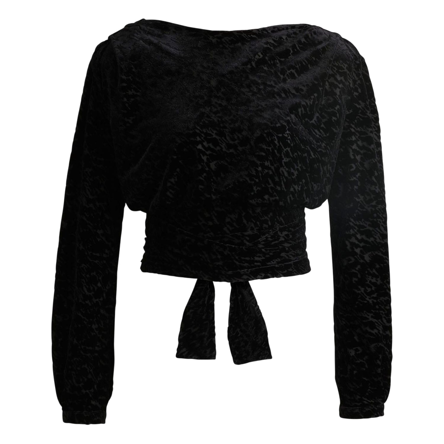 Black - Front - Boss Womens-Ladies C Edevory Devoré Wrap Crop Top