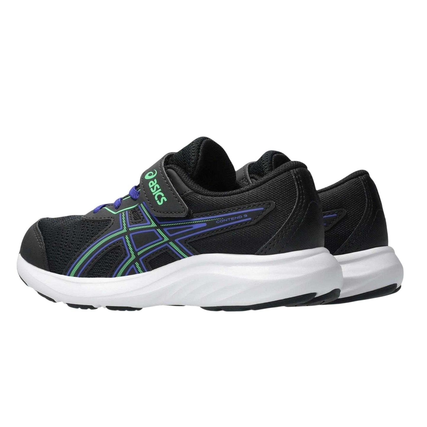 Black-Green - Back - Asics Childrens-Kids Contend 9 PS Shoes