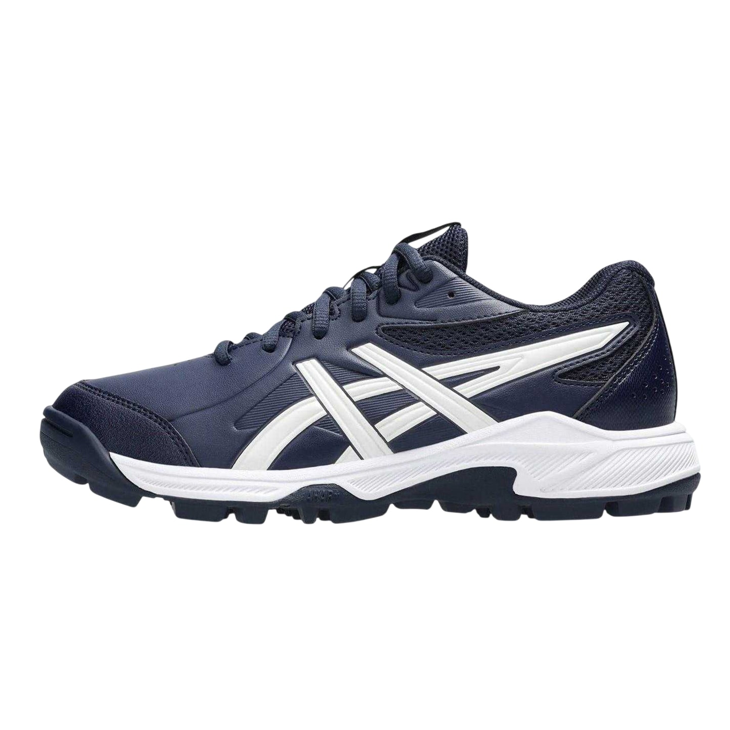 Midnight-Cream - Side - Asics Childrens-Kids Peake 3 Gs Hockey Shoes