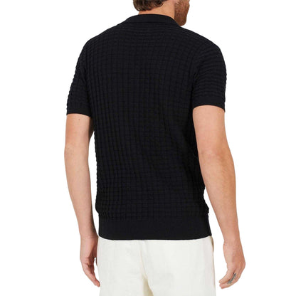 Jet Black - Back - Brave Soul Mens Jacquard Revere Collar Shirt
