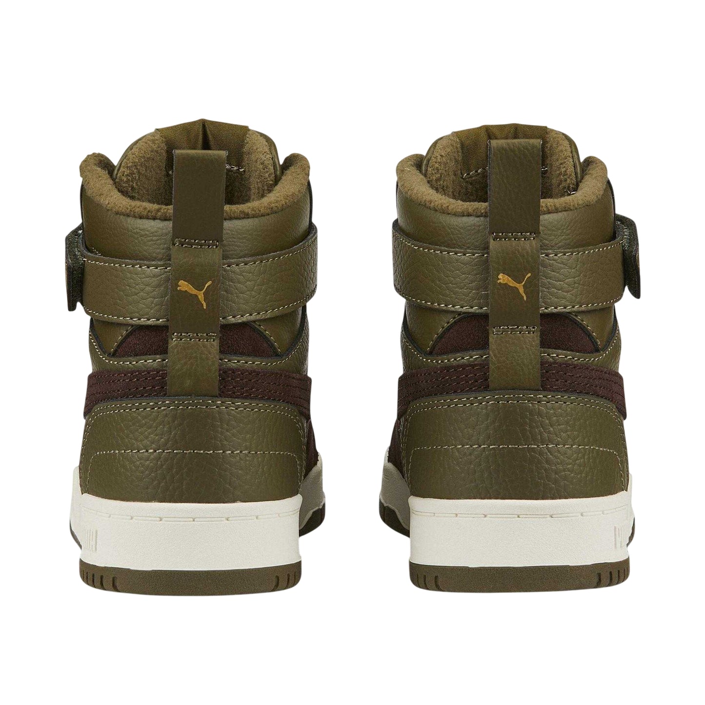 Olive - Back - Puma Childrens-Kids Rebound Lay Up High Top Trainers