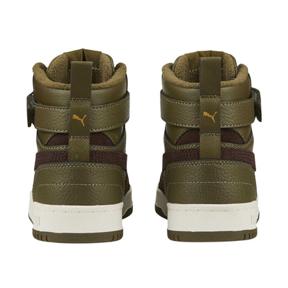 Olive - Back - Puma Childrens-Kids Rebound Lay Up High Top Trainers