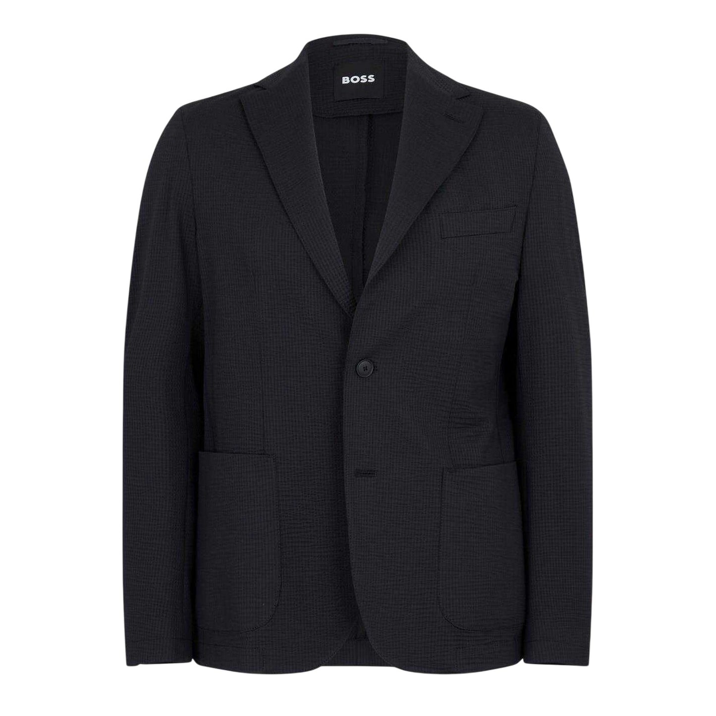 Black - Front - Boss Mens Seersucker Slim Blazer