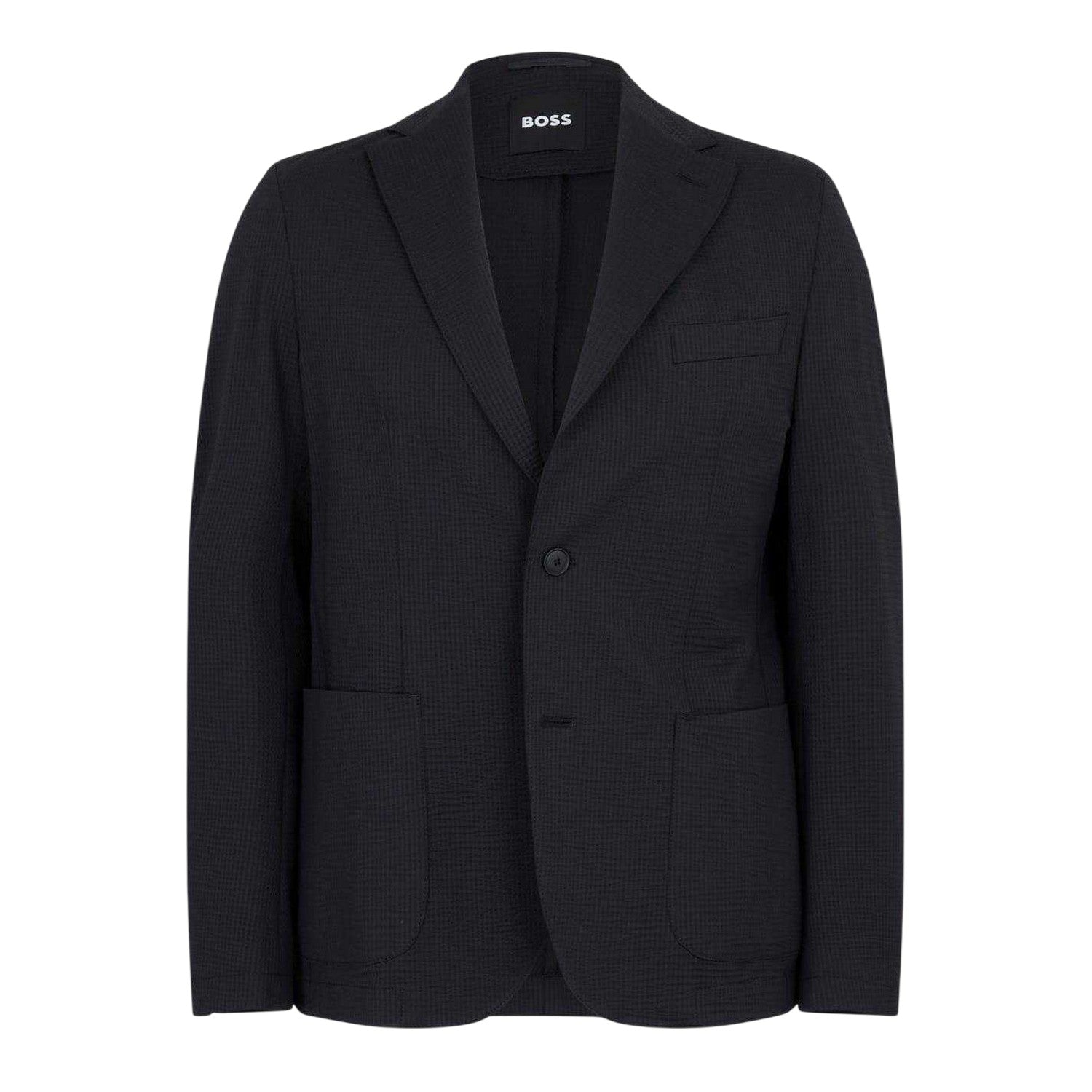 Black - Front - Boss Mens Seersucker Slim Blazer